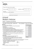 AQA A-level Modern Hebrew Paper 1 JUNE 2023 QUESTION PAPER: Reading and Writing