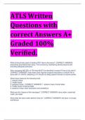ATLS Written Questions with correct Answers A+ Graded 100% Verified.