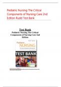 TEST BANK FOR PEDIATRIC NURSING THE CRITICAL COMPONENTS OF NURSING CARE 2ND EDITION RUDD