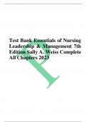 Test Bank Essentials of Nursing Leadership & Management 7th Edition Sally A&period; Weiss Complete All Chapters 2023