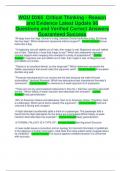 WGU D265  Critical Thinking - Reason and Evidence Latest Update 98 Questions and Verified Correct Answers Guaranteed Success