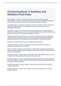 Communications in Nutrition and Dietetics Final Exam Questions and Answers