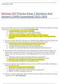 Nursing 1327 Practice Exam 1 Questions And Answers (100% Guaranteed) 2023-2024