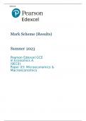 Pearson Edexcel GCE In Economics A (9EC0) Paper 03 MARK SCHEME (Results)  Summer 2023: Microeconomics & Macroeconomics