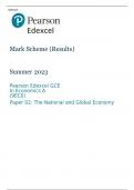 Pearson Edexcel GCE In Economics A (9EC0) Paper 02 MARK SCHEME (Results)  Summer 2023: The National and Global Economy