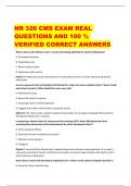 NR 326 CMS EXAM REAL  QUESTIONS AND 100 %  VERIFIED CORRECT ANSWERS