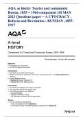 AQA AS HISTORY Tsarist and Communist Russia, 1855–1964 Component 1H MAY 2023 QUESTION PAPER - Autocracy, Reform and Revolution: Russia, 1855–1917