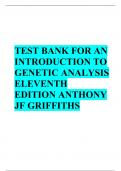 TEST BANK FOR AN INTRODUCTION TO GENETIC ANALYSIS ELEVENTH EDITION ANTHONY JF GRIFFITHS