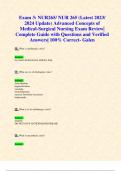 Exam 3: NUR265/ NUR 265 (Latest 2023/ 2024 Update) Advanced Concepts of Medical-Surgical Nursing Exam Review| Complete Guide with Questions and Verified Answers| 100% Correct- Galen