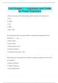 3 A2 Chapter 1 - Legislation and Codes for Power Engineers &vert; Questions with 100&percnt; Correct Answers &vert; Latest Update 2024 &vert; Verified