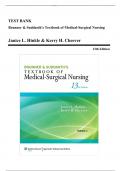 Test Bank for Brunner & Suddarth's Textbook of Medical-Surgical Nursing, 13th, 14th and 15th Edition, All Chapters