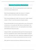 Neuron Function Worksheet &vert; Questions with 100&percnt; Correct Answers &vert; Latest Update 2024 &vert; Verified