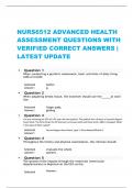 NURS6512 ADVANCED HEALTH  ASSESSMENT QUESTIONS WITH  VERIFIED CORRECT ANSWERS |  LATEST UPDATE