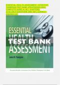 ESSENTIAL HEALTH ASSESSMENT 1ST EDITION THOMPSON TEST BANK UPDATED2023-2024| COMPLETE GUIDE A+|ALL CHAPTERS AVAILABLE|QUESTIONS AND 100% CORRECT ANSWER KEY