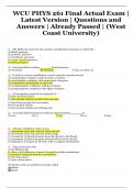 WCU PHYS 261 Final Actual Exam | Latest Version | Questions and Answers | Already Passed | (West Coast University)