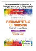 Davis Advantage for Fundamentals Of  Nursing (2 Volume Set) 4th Edition by Judith M. Wilkinson, Leslie S. Treas Test Bank | Q&A EXPLAINED (RATED A+) | BEST 2023
