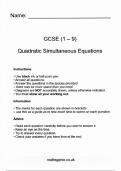 Quadratic Simultaneous Questions/Answers