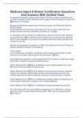 Medicare Agent & Broker Certification Questions And Answers With Verified Tests