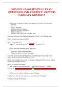 2022-2023 AZ-104 RENEWAL EXAM QUESTIONS AND CORRECT ANSWERS &vert;ALREADY GRADED A