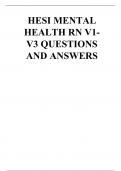 HESI MENTAL HEALTH RN V1- V3 QUESTIONS AND ANSWERS