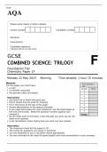 AQA GCSE COMBINED SCIENCE TRILOGY Foundation Tier Chemistry Paper 1F June 2023 Question paper