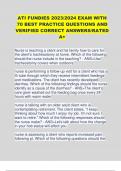 ATI FUNDIES 2023&sol;2024 EXAM WITH  70 BEST PRACTICE QUESTIONS AND  VERIFIED CORRECT ANSWERS&sol;RATED  A&plus;