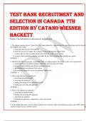 TEST BANK RECRUITMENT AND SELECTION IN CANADA 7TH EDITION BY CATANO WIESNER HACKETT