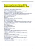 Respiratory Syncytial Virus &lpar;RSV&rpar; questions and answers verified 100&percnt;