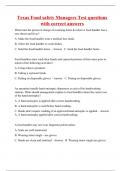 Texas Food safety Managers Test questions with correct answers