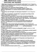 HMC 2019 STUDY GUIDE QUESTIONS AND ANSWERS