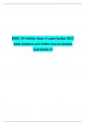 BIOD 121 Nutrition Exam 3 Latest Update 2023-2024 Questions and Verified Correct Answers Guaranteed A&plus;
