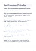 Legal Research and Writing Questions & Answers 2023&lpar;A&plus;GRADED 100&percnt;VERIFIED&rpar;