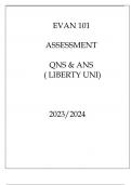 EVAN 101 ASSESSMENT QNS & ANS &lpar; LIBERTY UNI &rpar; 2023&period;