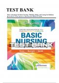 Test Bank For Davis Advantage Basic Nursing: Thinking  Doing and Caring 3rd Edition By Leslie S. Treas; Karen L. Barnett; Mable H. Smith | 9781719642071 |Chapter 1-41 | All Chapters with Answers and Rationals
