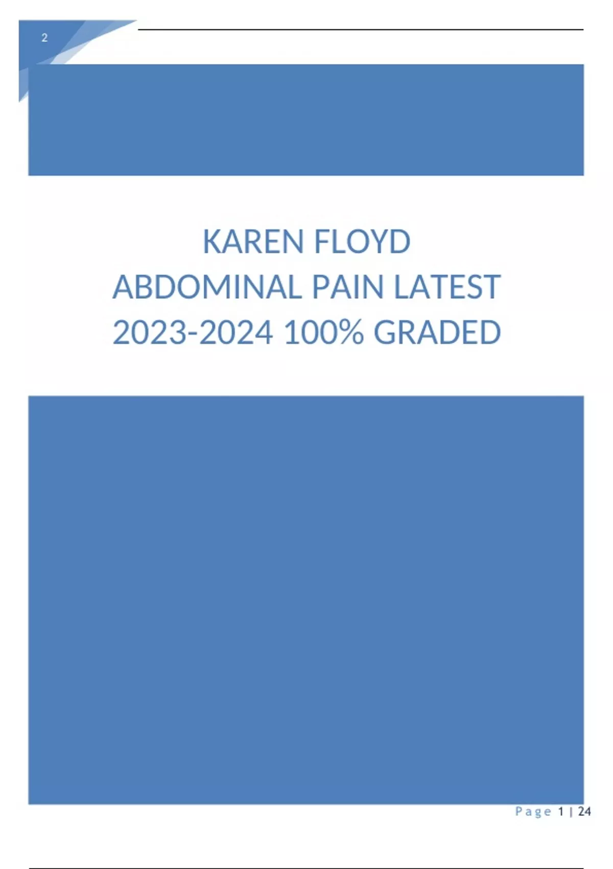 KAREN FLOYD ABDOMINAL PAIN LATEST % GRADED - NP - Nurse Practitioner ...