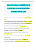 Metro Final Exam &vert;QUESTIONS & ANSWERS &vert; ALREADY PASSED&vert; VERIFIED & UPDATED