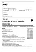 AQA GCSE COMBINED SCIENCE TRILOGY Foundation Tier Chemistry Paper 2F June 2023 Question paper