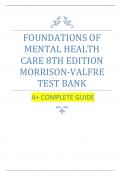 Foundations of Mental Health Care 8th Edition Michelle Morrison-Valfre Test Bank All Chapters &lpar;1-33&rpar; &vert;A&deg; ULTIMATE GUIDE