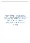 Test Bank for Brunner & Suddarth's Textbook of Medical-Surgical Nursing, 13th Edition (Hinkle, 2023), All Chapters