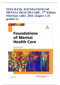 TEST-BANK -FOUNDATIONS OF MENTAL HEALTH CARE , 7TH Edition (Morrison valfre ,2021) chapter 1-33 graded A+ Test Bank for Foundations of Mental Health Care 6th Edition By Morrison