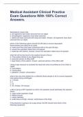 Medical Assistant Clinical Practice Exam Questions With 100% Correct Answers.