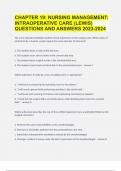 CHAPTER 19 NURSING MANAGEMENT INTRAOPERATIVE CARE (LEWIS) QUESTIONS AND ANSWERS 2023