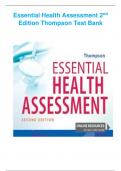 TEST BANK ESSENTIAL HEALTH ASSESSMENT 2nd edition, Janice Thompson  2023/2024{chapter1-24}