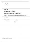 AQA GCSE COMPUTER SCIENCE paper 1A, 1B, 1C Mark scheme June 2023- 8525/1A, 8525/1B, 8525/1C 