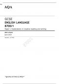 AQA GCSE ENGLISH LANGUAGE Paper 1 8700/1 Mark scheme June 2023 Explorations in creative reading and writing 