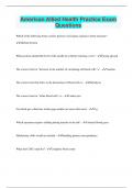 American Allied Health Practice Exam &vert; Questions with 100&percnt; Correct Answers &vert; Latest Update 2024 &vert; Verified