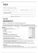 AQA GCSE GEOGRAPHY Paper 1 June 2023 Question paper Living with the Physical Environment 