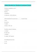 Allied Health for Medical Assistant Finals &vert; Questions with 100&percnt; Correct Answers &vert; Latest Update 2024 &vert; Verified