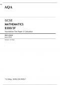 AQA GCSE MATHEMATICS Foundation Tier Paper 3 8300/3F Calculator Mark scheme June 2023