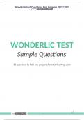 Wonderlic test Questions And Answers 2022/2023